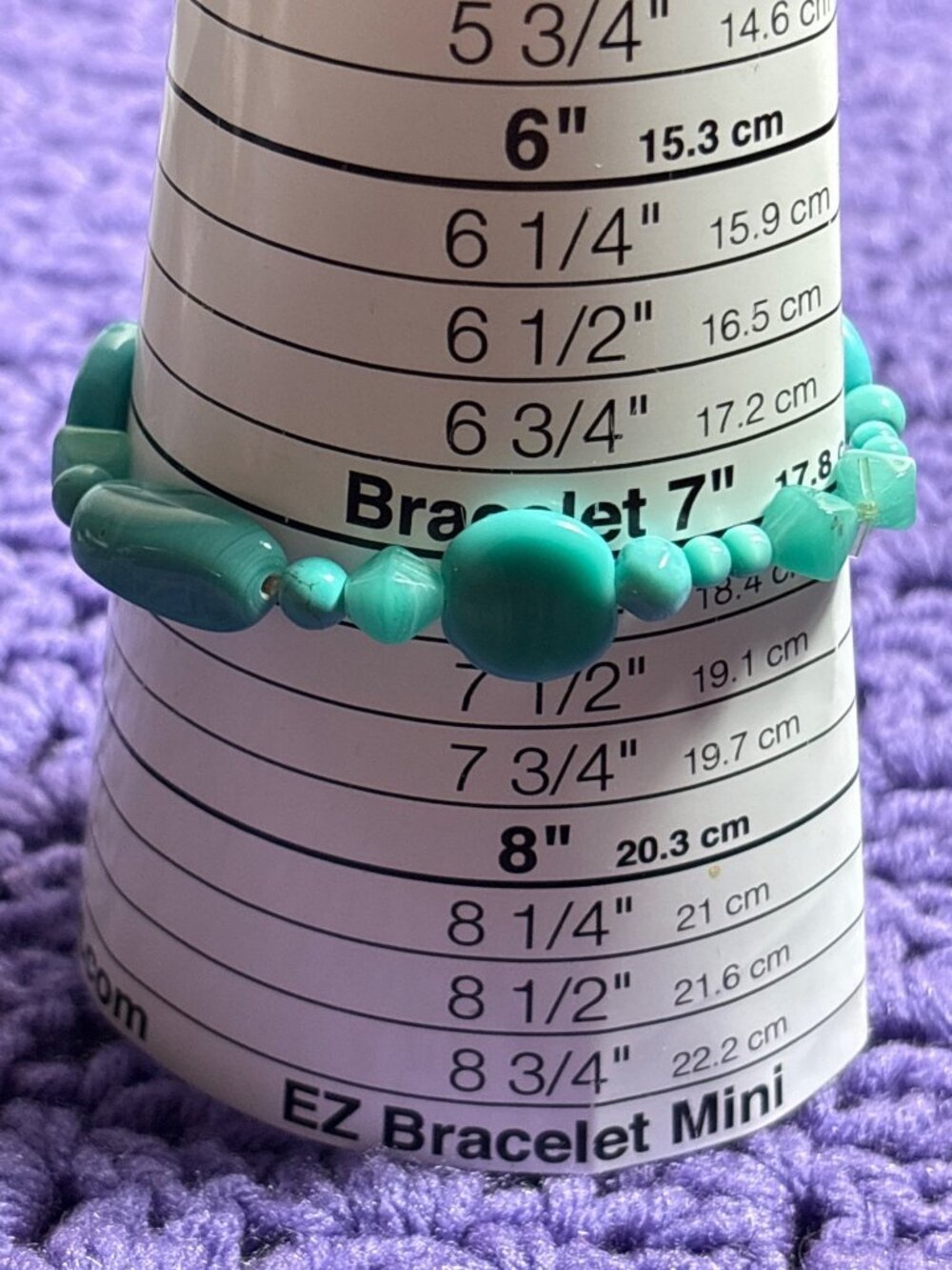 Teal Blue Green Glass Beaded Stretchy Bracelet 7 inches Unstretched
